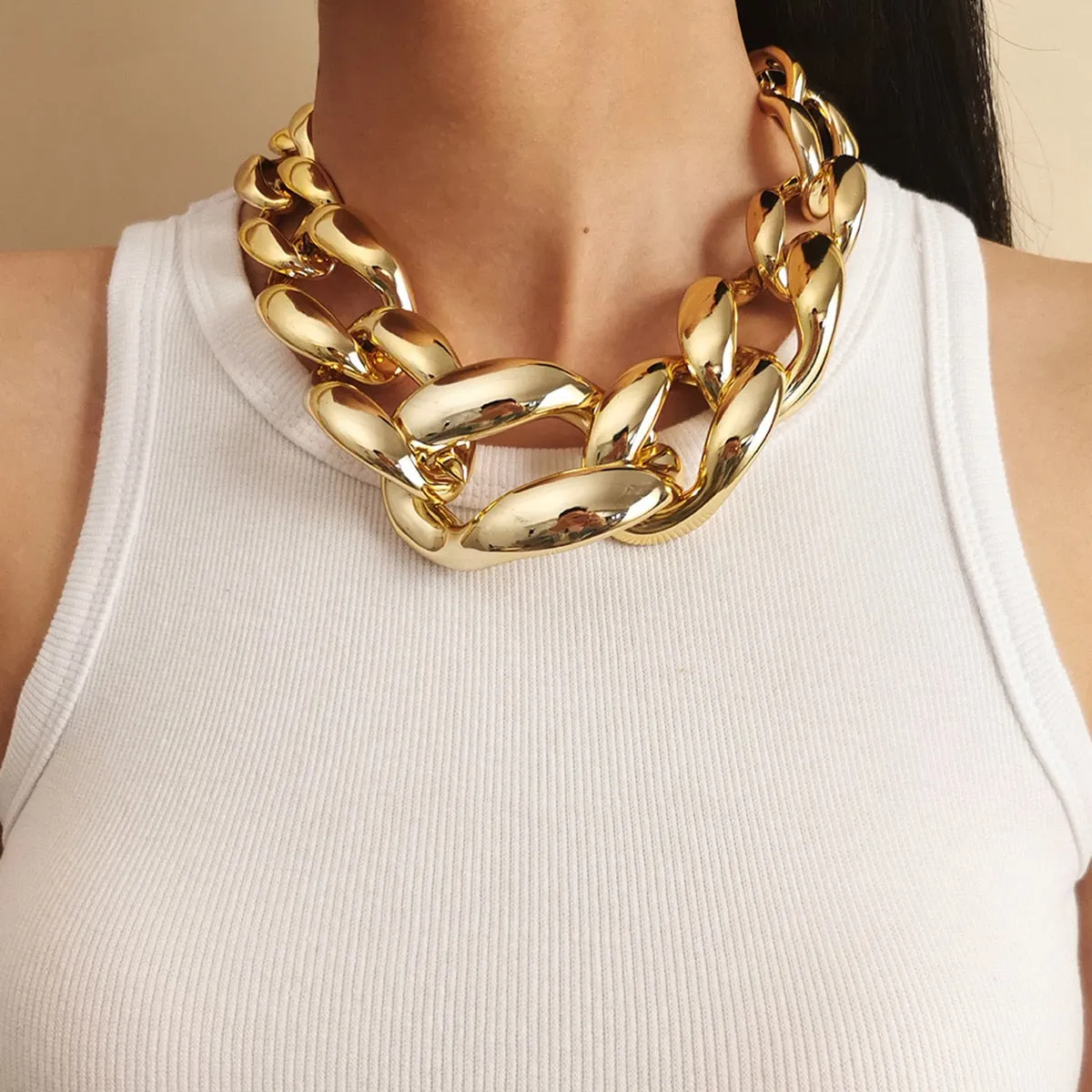 Thick CCB Material Exaggerated Big Choker Necklace Collar for Women Hiphop Chunky Chain Necklaces on the Neck 2022 Egirl Jewelry