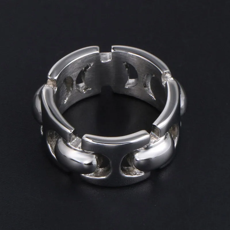 Titanium Steel Interlocking Rings for Couples - Stylish Versatile Jewelry for Men