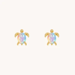 Turtle opal Gold Stud Earrings W.